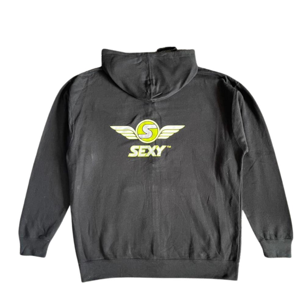 Men's Black SEXY Wings #Throwback Zip-Up Hoodie with White & Yellow Design