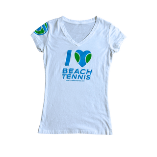 Women's I ❤️ Beach Tennis V-Neck in White
