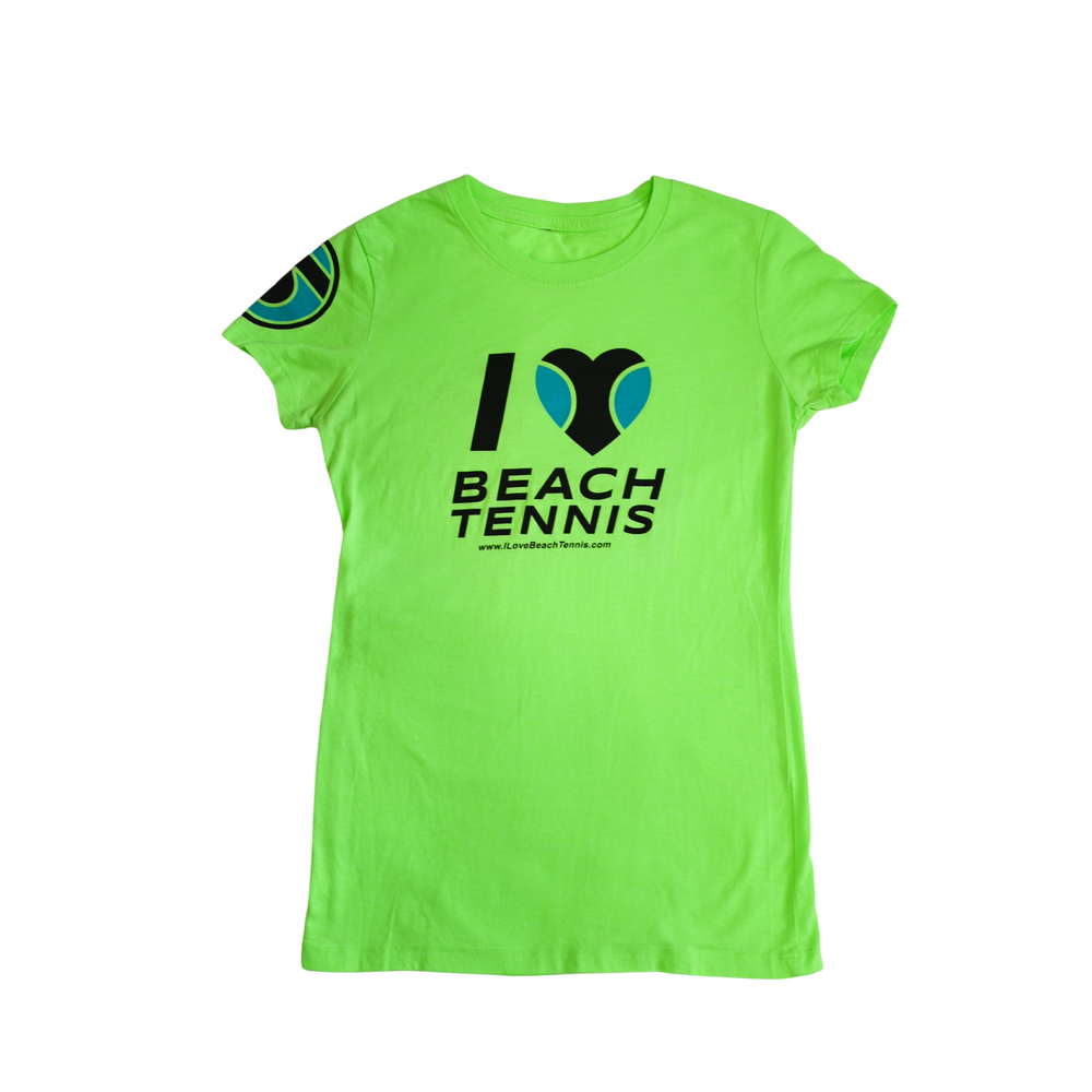 Women's I ❤️ Beach Tennis Crew Neck in Neon