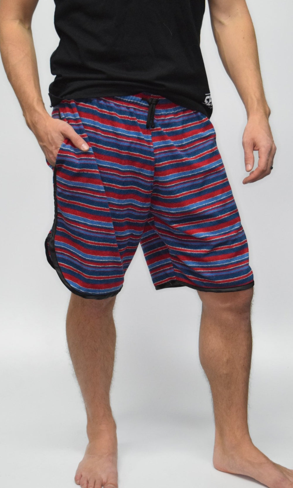 Men's Terry-Cloth Shorts in Blue/Red