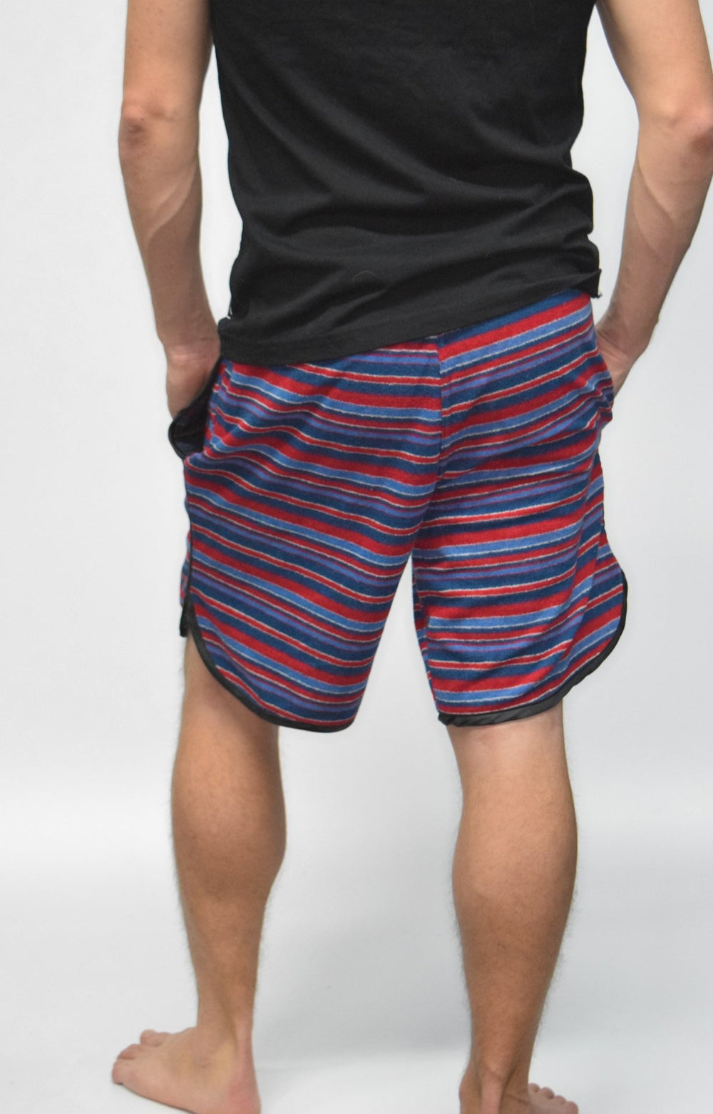 Men's Terry-Cloth Shorts in Blue/Red