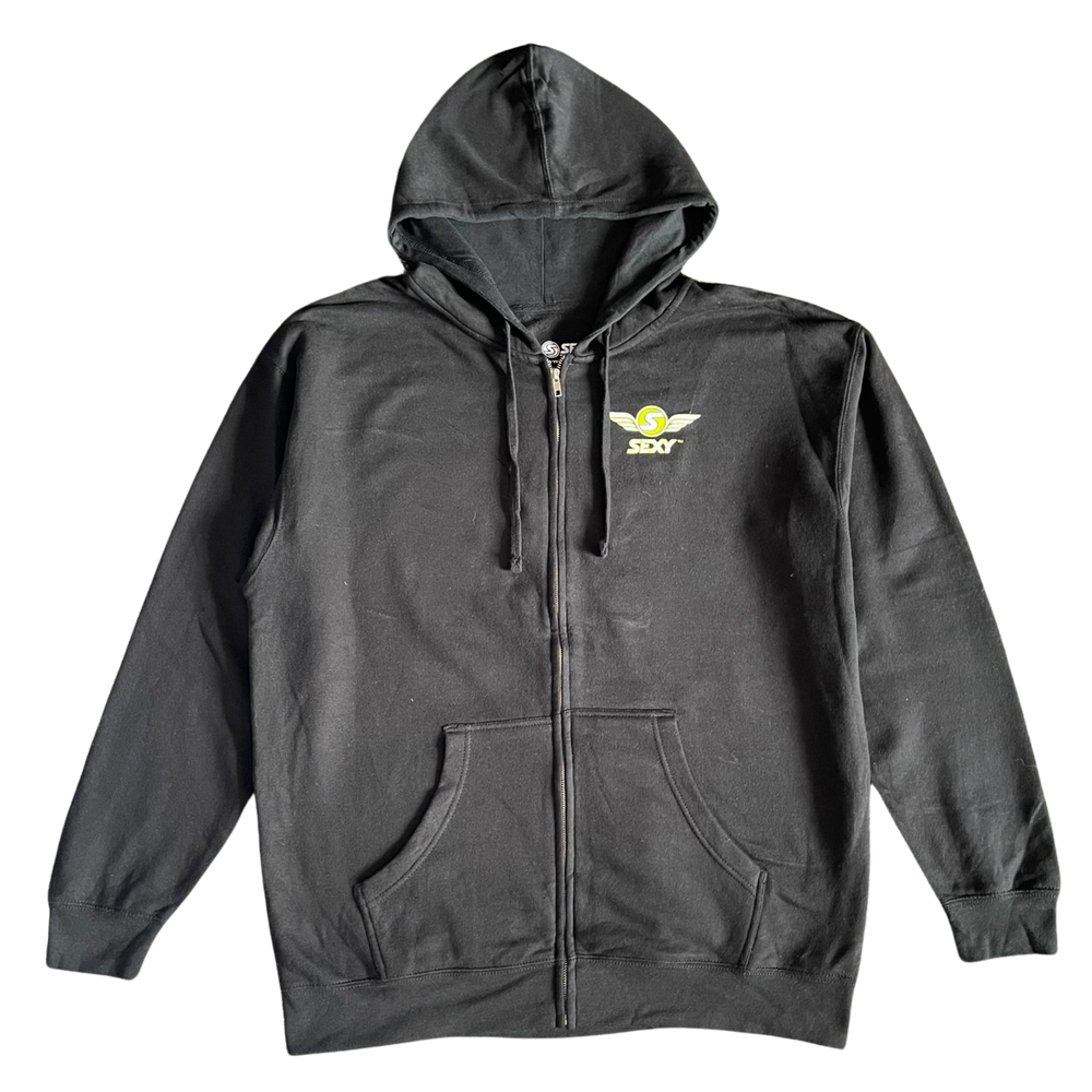 Men's Black SEXY Wings #Throwback Zip-Up Hoodie with White & Yellow Design
