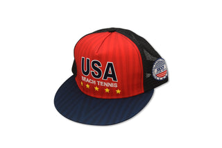 Chapéu da equipe dos EUA com aba plana vermelha/preta