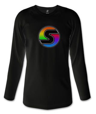 Camiseta feminina de manga comprida com logotipo Rainbow "S"