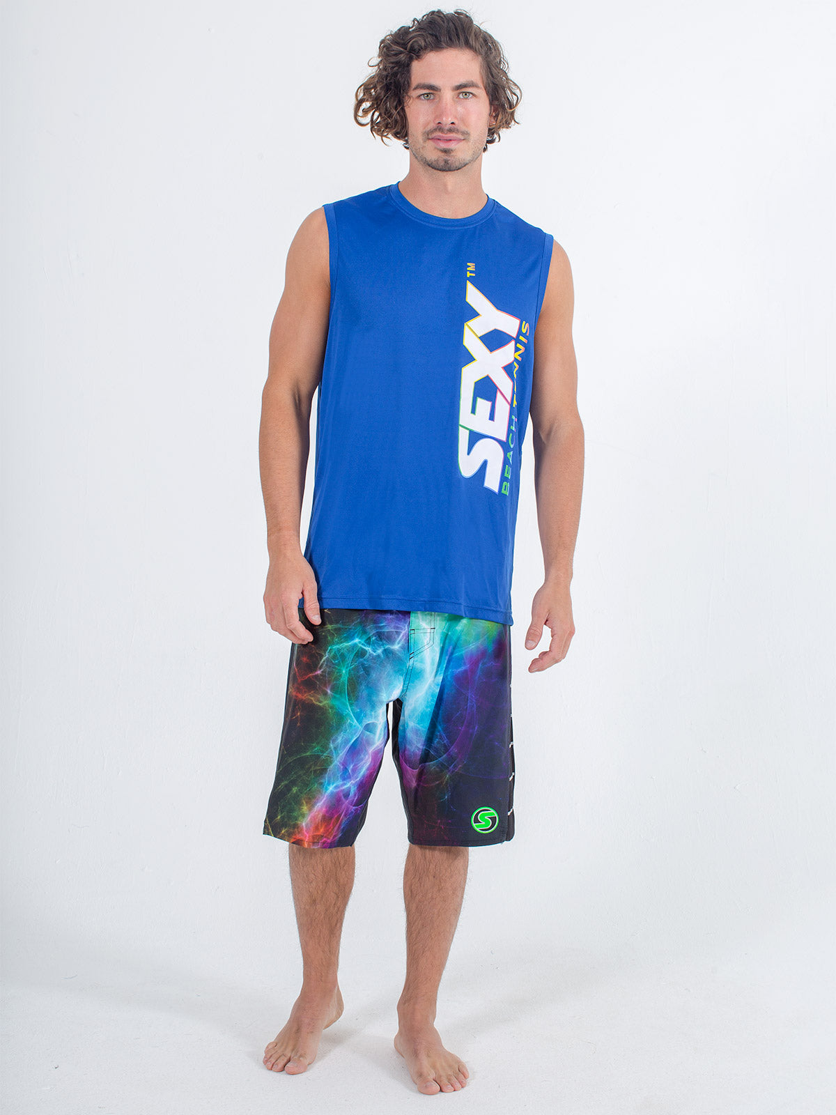 Sexy Brand Stay Dry Competition Tank in Royal Blue with Boardshorts