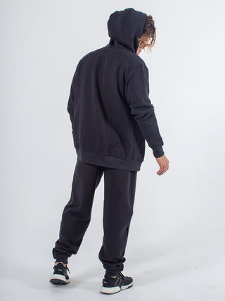 Mens zip up hoodie sexy brand in black with black jogger sweats