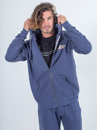 Mens zip up hoodie sexy brand in heather navy