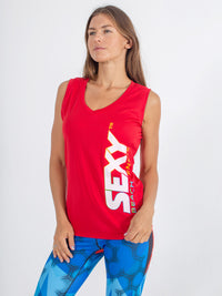 sexy brand womens competition tank v-neck red